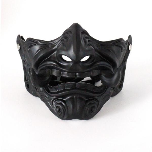 般若 お面 和風 怖い ハーフマスク 鬼 半面具 置物 ハロウィン 節分 コスプレ 仮装 パフォーマンス 舞台 撮影 装飾品 小道具 ディスプレイ 個性的 かっこいい 黒