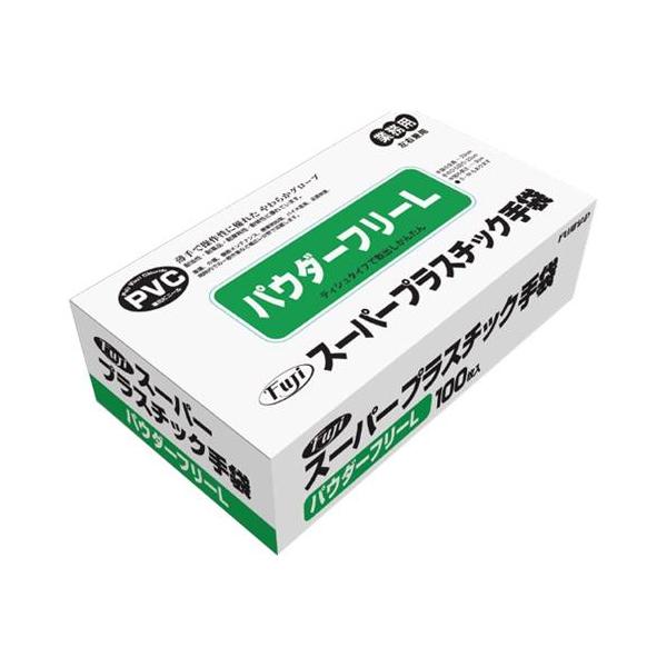 【3000枚】プラスチック手袋　Lサイズ スーパープラスチック手袋 Lサイズ 100枚入 30箱 3000枚 フジ
