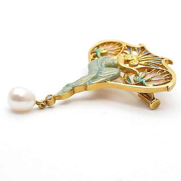 第一ネット の 中古a 美品 Masriera マリエラ ブローチ ペンダントトップ 2way K18yg パール 真珠 ダイヤモンド 箱 ケース ms 東発 レビューで送料無料 の