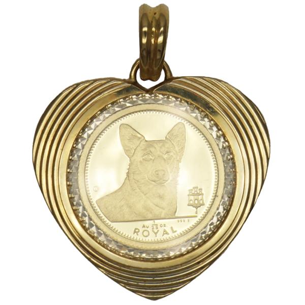 コイン：K24/枠：K18 ペンダントトップ 純金 ロイヤルドッグコイン
