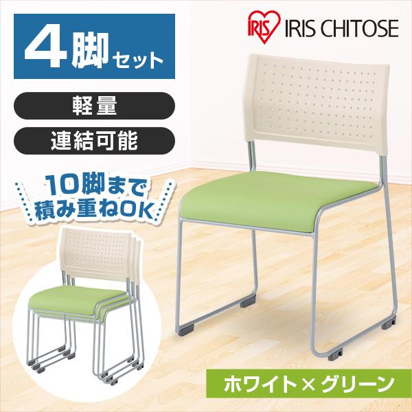 アイリスチトセ スタッキングチェア 背:樹脂 座:レザー ホワイト
