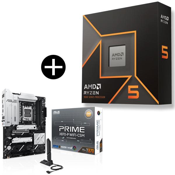 AMD Ryzen 5 9600X W/O Cooler WOF (6C/12T、3.9GHz、65W) CPU + ASUS