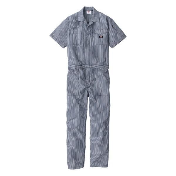 Dickies D7102 ネイビー SS ライト ストレッチ ヒッコリー半袖ツナギ