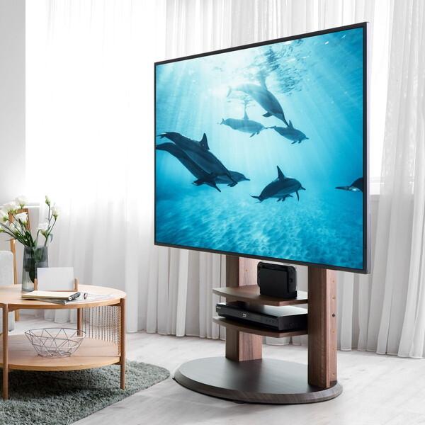 ≪R542ジ≫ 朝日木材加工 壁寄せテレビスタンド Swing WS-H800-DB ダークブラウン&アッシュグレー 32~77V推奨 家具/インテリア テレビ台 組立式 WS-H800_-1200x1200_fc1746b4-