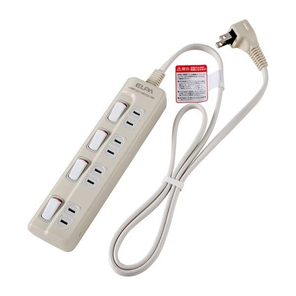 エルパ WLS-410EB(W)ランプレスタップ 4個口 1m 電源タップ ELPA