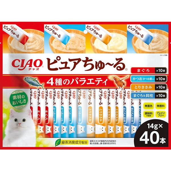 72%OFF!】 40本セット いなば チャオちゅーる 猫のおやつ まぐろバラエティ 2袋 ペットフード