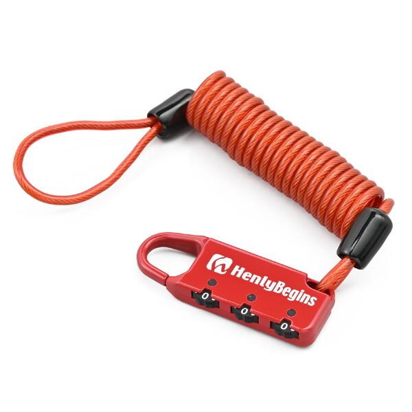 他サイト： デイトナ D45845 シートバッグ対応 先端ループ ワイヤー長1200mm ダイヤルロック カールコードタイプ DLK120R レッドの商品画像