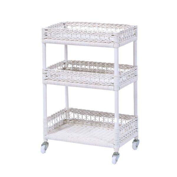 サンフラワーラタン Y847WW ホワイトラタン ランドリーワゴン ホワイト