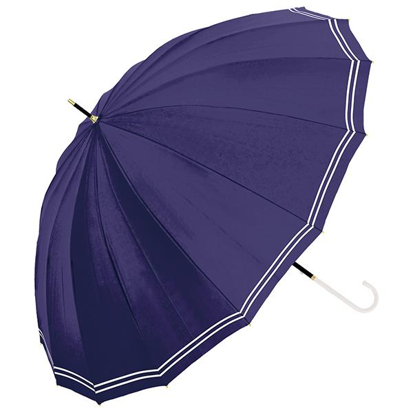 美品⭐️ポーターガール　ナップザック　ネイビー 傘 雨傘 735-035 16本骨 ラインボーダー ネイビー レディース シンプル