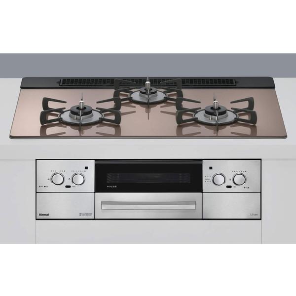 RHS71W42J2RSTW-13A Rinnai スモーキーピンク Lisse（リッセ） [ビルトインガスコンロ （都市ガス用・3口・左右強火力タイプ・幅75cm）] リンナイ（Rinnai） Rinnai RHS71W42J2RSTW-13A スモーキーピンク