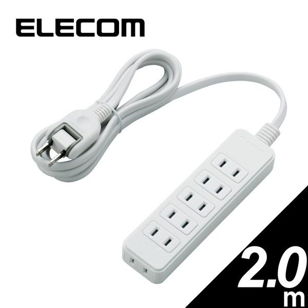 他サイト： マルチタップ ELECOM エレコム T-S02-2620WH スイングプラグ電源タップ 6個口 2.0m ホワイトの商品画像