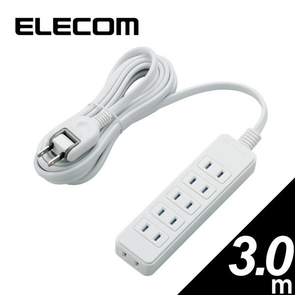 ELECOM T-ST02-22630WH �z���C�g �X�C���O�v���O�d���^�b�v 6�� �ق���h�~�V���b�^�[�t�� 3.0m