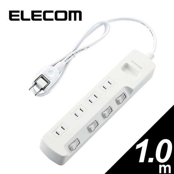 �}���`�^�b�v ELECOM �G���R�� T-E5A-2410WH �ȃG�l�^�b�v �ʃX�C�b�` �ȂȂ߃X�C�b�` 4�� 1m �z���C�g