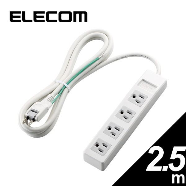 �}���`�^�b�v ELECOM �G���R�� T-T1A-3425WH 3pin�^�b�v �X�^���_�[�h 4�� 2.5m �z���C�g