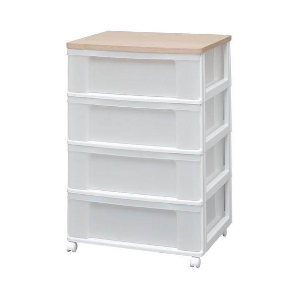 美品アイリスオーヤマ チェスト W654P ホワイト×木目調 幅54cm 4段 IRIS OHYAMA ウッドトップチェスト 4段 幅63.2cm 完成品 アイリス