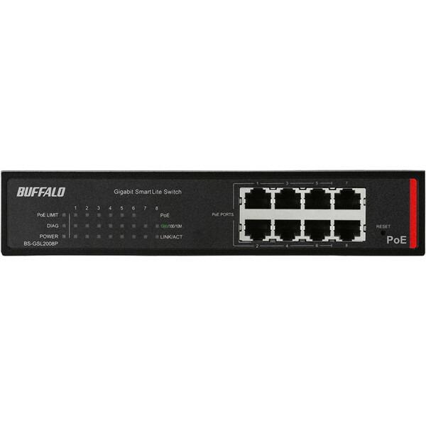 BUFFALO BS-GSL2008P 法人向け Giga対応 PoE Layer2 スマート