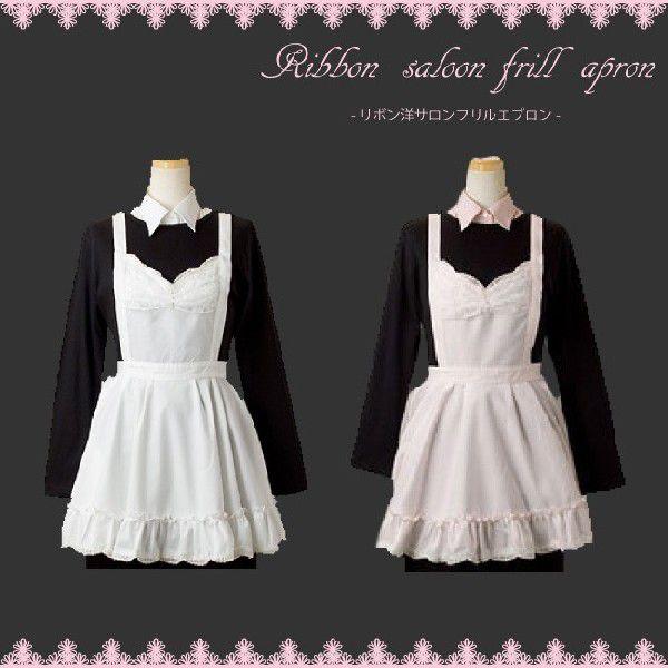 Apron Story 【メール便対応可】リボン洋サロンフリルエプロン Apron Story 【メール便対応可】リボン洋サロンフリルエプロン