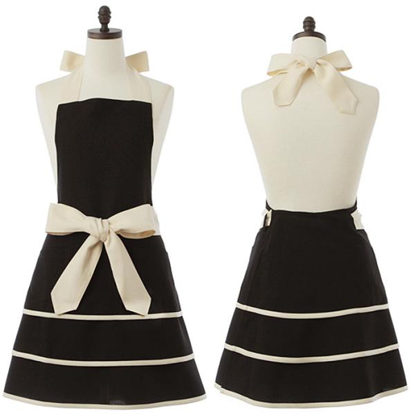 Amebeaute アームボーテ　ブラックアイボリー ティアードフレアーエプロン Mサイズ】アイボリー＆ブラック ティアードフレアーエプロン ATFR04