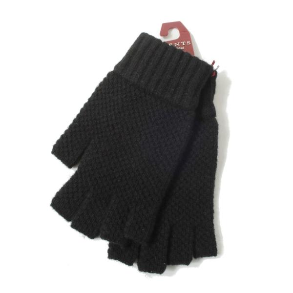 DENTS（デンツ） ニットグローブ フィンガーレス ブラック : メンズ