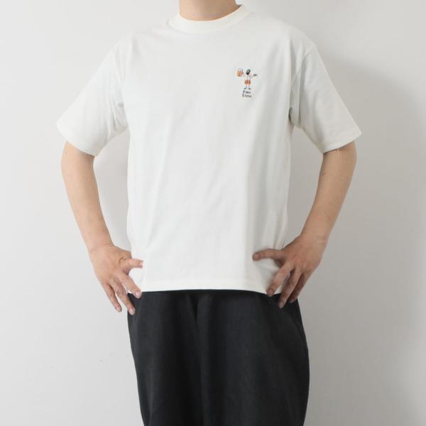FUN Up Necessary modemdesign  Beer＆Gyoza ファン おじさん Ｔシャツ ホワイト