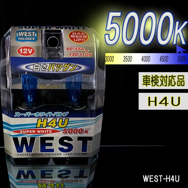 5000ケルビン 【車検対応品】 フォグランプ 12V車用 スーパーホワイトバルブ 2個入り WEST-H4U