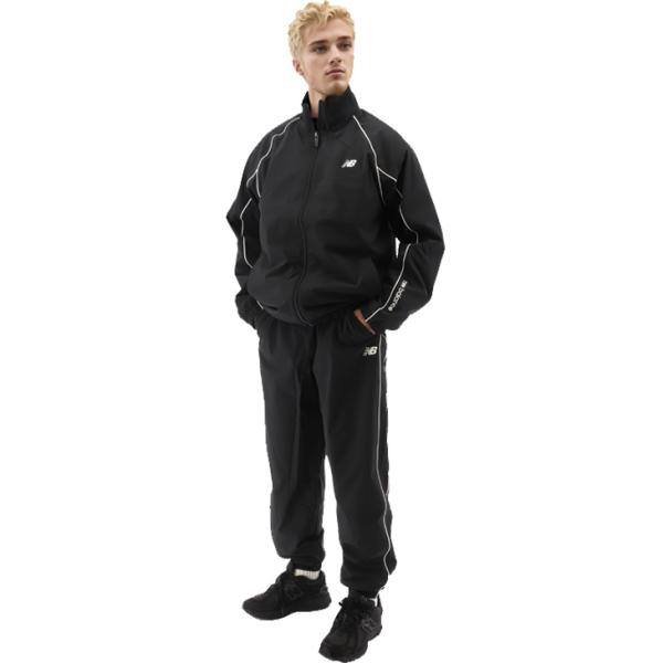 新品 ニューバランス 上下セット ウーブン ジャケット パンツ 裏地付き L apworld_amj53171-amp53173-bk