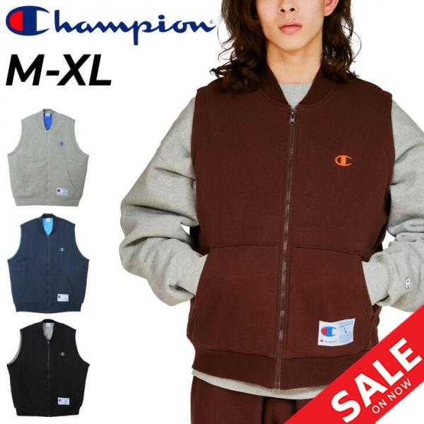 チャンピオン ゴルフ 裏起毛 ナイロン ジップ ベスト LARGE Champion チャンピオン スウェットベスト 中綿入り メンズ