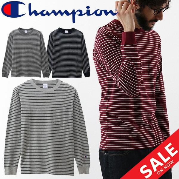 Tシャツ 長袖 メンズ チャンピオン Champion ボーダーロングスリーブtシャツ ベーシック クルーネック 長袖シャツ 男性 カジュアル C3 Q403 Apworld 通販 Paypayモール