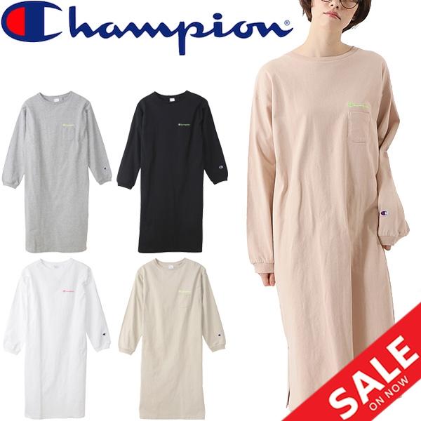 ワンピース 長袖 レディース チャンピオン Champion ドレス クルーネック スポーツスタイル カジュアル 女性 シンプル 刺繍ロゴ トップス Cw S404 Apworld 通販 Paypayモール