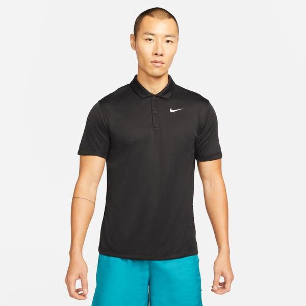 NIKE テニス 半袖ポロシャツ クロコ柄 ハーフジップ フェデラー着用 黒 NIKE（ナイキ） ポロシャツ 半袖 メンズ NIKE Dri-FIT テニス スポーツ
