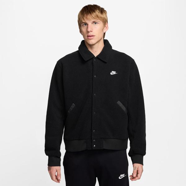 ナイキ フリースジャケット 長袖 メンズ NIKE クラブ SHERPA コーチジャケット ルーズ 保温 アウター スポーツウエア 男性用 メンズジャケット 黒ジャケット ブランド nike club 服 アパレル 秋冬 あたたかい メンズウェア メンズファッション/HV1430-010 NIKE（ナイキ） フリースジャケット 長袖 メンズ クラブ SHERPA コーチ