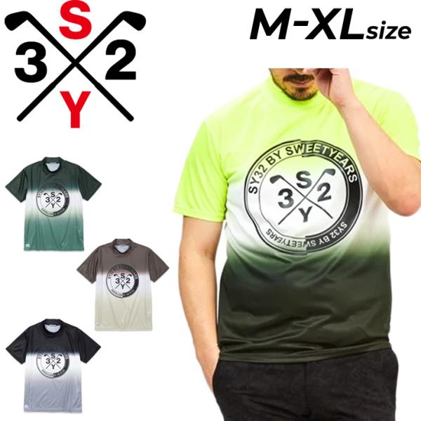 SY32 スイートイヤー　モックネック　ロゴ　レディース　ゴルフ　M 黒　半袖 ◇NEW◇ レディースゴルフウェア モックネック SY32 by sweet