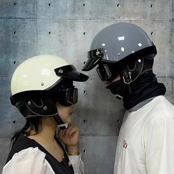 【13％OFF】公道使用不可 装飾用バイクヘルメット ポリスヘルメット レトロハーレー 半帽 半キャップ つば付き ハーフヘルメット 軽量 通気性良い 人気 男女兼用