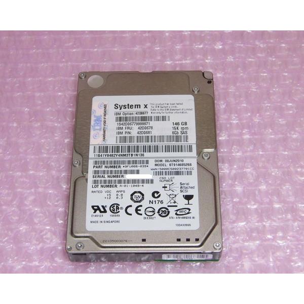 IBM-IMSourcing 42D0678 146 GB 2.5インチ 内蔵ハードドライブ (42D0678) Amazon | 42D0678 ibm 2.5インチ 15000rpm 6gb/S 146GB Sas