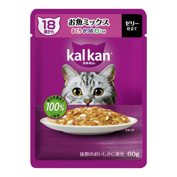 カルカン パウチ 18歳から お魚ミックス まぐろ・かつお・たい入り 60g