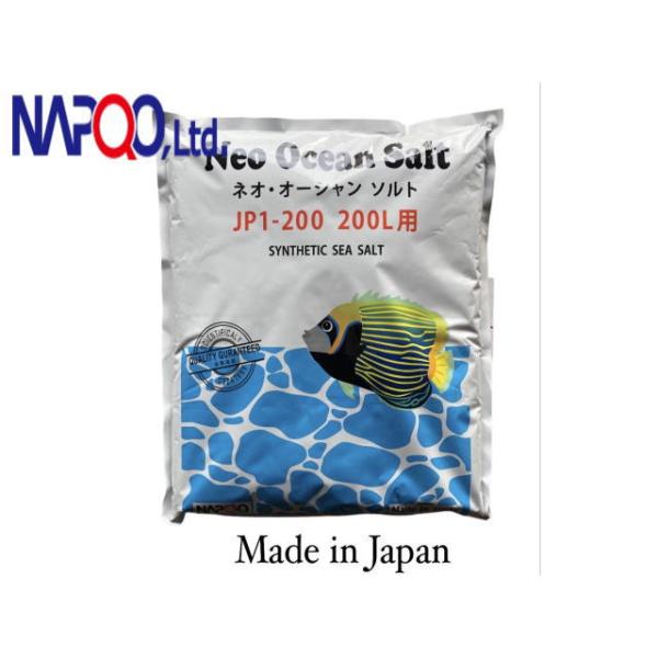 商品名：ネオ オーシャンソルト 200L袋入り自然界にある全ての主要元素と微量元素を含み、水槽飼育の必要な各種ビタミン、ミネラルやカルシウムを生体が吸収し易いように調合してあります。溶解速度が早く適切なｐH値を長期間維持し生体にストレスを与...