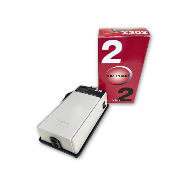 商品名：アデックス　エアーポンプ X-202　（ダブル）・送気量の調整は切替スイッチによって強弱2段階の切替えができます。・付属部品のアタッチメントを使用すると、強力シングルエアーとして使用可能。・送気側に大容量のエアータンクを設けることで...