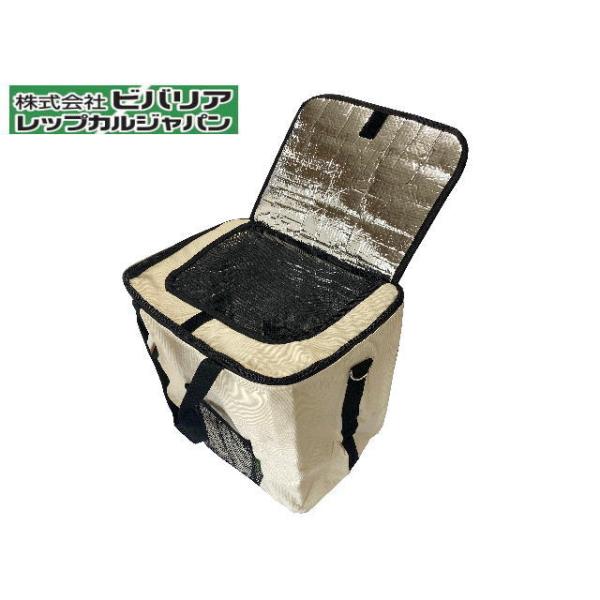 商品名：ビバリア　ビバリアキャリーM　Highペット用キャリーバック保温・保冷もできるソフトキャリー小動物や鳥の移動に、市販のプラケースMをそのままセットできます。Highタイプは鳥のケージがそのままセット出来ます。使わない時は折りたたみコ...