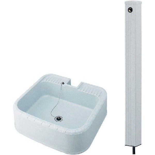 KAKUDAI/カクダイ 信楽焼陶器水栓柱+ 舟型手水鉢セット カクダイ