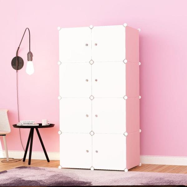 店内限界値引き中 セルフラッピング無料 Mixed 洋服収納ラック グレー8扉 Diy クローゼット 組み立て式 ワードローブ 収納棚 防汚 収納ボックス 大容量 防塵 おしゃれ 防水