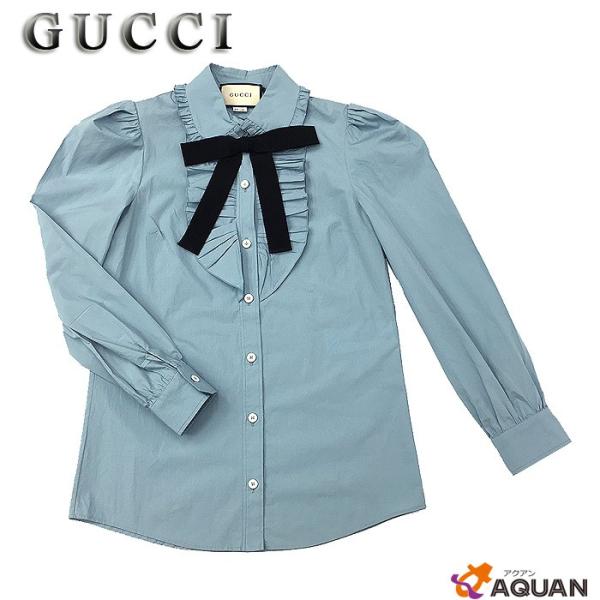 GUCCI GUCCI グッチ フリル リボン シャツ ブラウス レディース GUCCI GUCCI グッチ フリル リボン シャツ ブラウス レディース