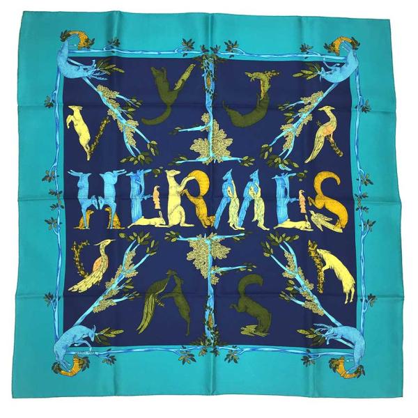 HERMES セール エルメス スカーフ カレ90 ANIMAL ALPHABET 動物 HERMES セール エルメス スカーフ カレ90 ANIMAL ALPHABET 動物