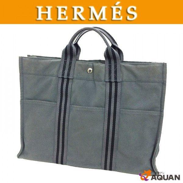 HERMES エルメス フールトゥMM グレー デニム トート バッグ