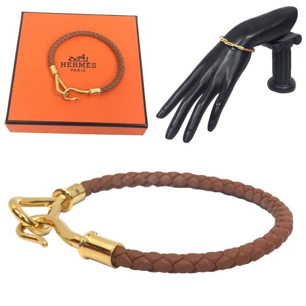 HERMES セール エルメス ジャンボH ブレスレット 編みこみレザー 