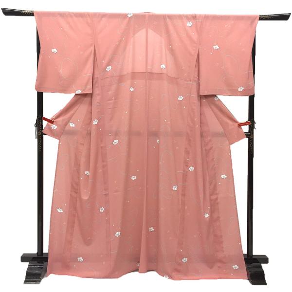 【三花】未使用品　洗える着物　トールサイズ　絽　夏着物　小紋　美品　身丈170 セール 京やI474 洗える夏の小紋 絽 洗える夏の絽 七本絽 桜文様 蝶々