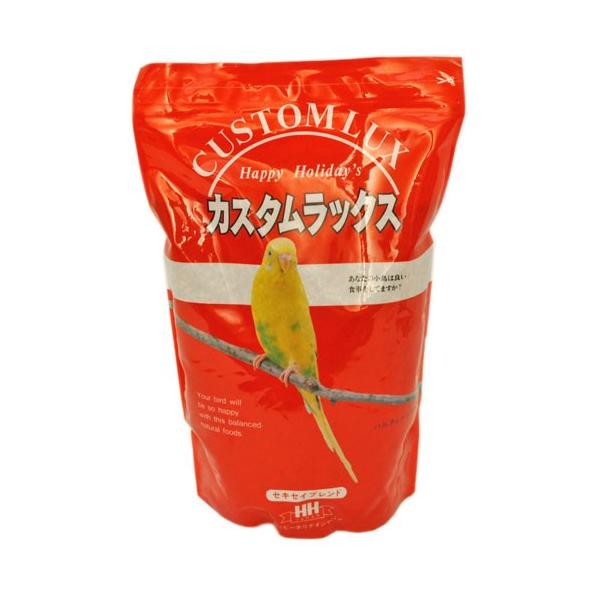 あわ、ひえ、キビ、カナリーシードなど、この他たくさんの穀物がブレンドされたセキセイインコ専用フードです。※カスタムラックスは季節によって配合が変わります。【成分表（100ｇ中）】蛋白質…12.34％脂質…7.92％炭水化物…64.09％灰分...