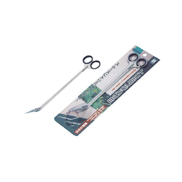 メーカー：NISSO ニッソー・刃先を曲げた独特の形状。背の高い水草も付け根からカットできます。・柄が長いため、水草のトリミングが水中に腕をいれずにできます。・錆びにくいステンレスを使用。・指を入れる部分は、滑りにくく指に優しい素材。本体サ...