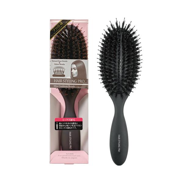 【ヘアスタイリングプロ ミックスクッションブラシ SPR-2500】クッションブラシ ヘアブラシ ブラシ ブラッシング 豚毛 艶