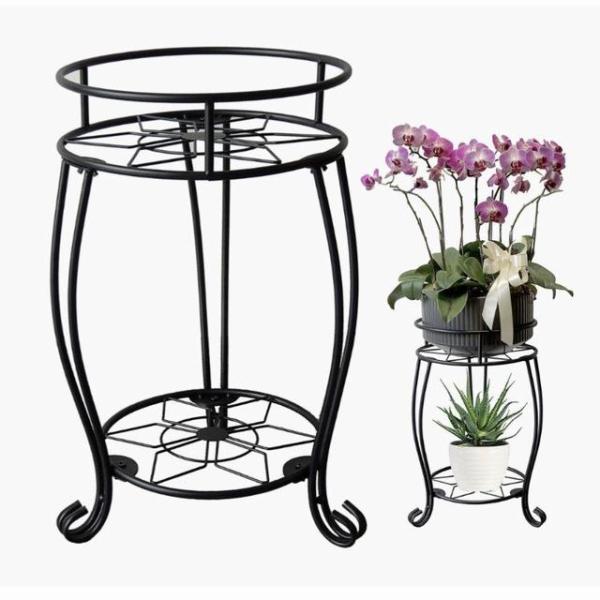 商品詳細：耐荷重20kg以上の頑丈仕上げのお洒落な花台です。室内に使っても屋外に使ってもアンティーク感やジャンクな風合いを演出します。プラント-スタンドの防錆コーティングを厚くし、より錆びにくく。プランタースタンドの高さは50cm、1段目の...