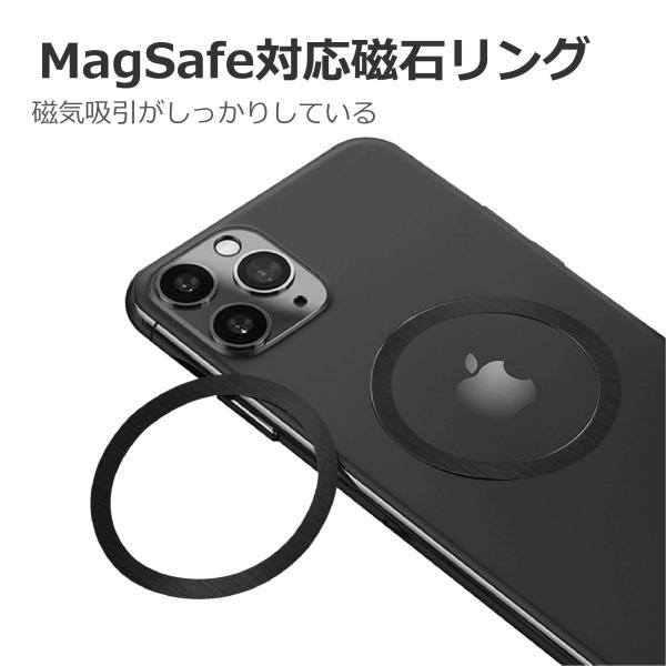 MagSafe対応用リングお持ちのスマートフォンをMagSafe対応充電器、モバイルバッテリーなどを接続可能にするリングMagSafe非対応ケースなどに貼り付けてMagSafe充電を可能にする■商品詳細　・サイズ：45×55×0.4mm・材...